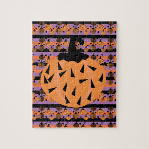 Halloween Pumpkin Geometrical Pattern Jigsaw Puzzle