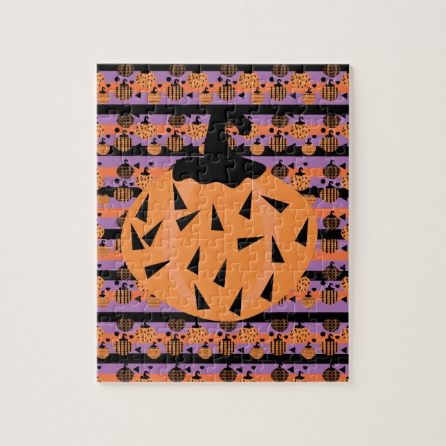 Halloween Pumpkin Geometrical Pattern Jigsaw Puzzle (Vertical)