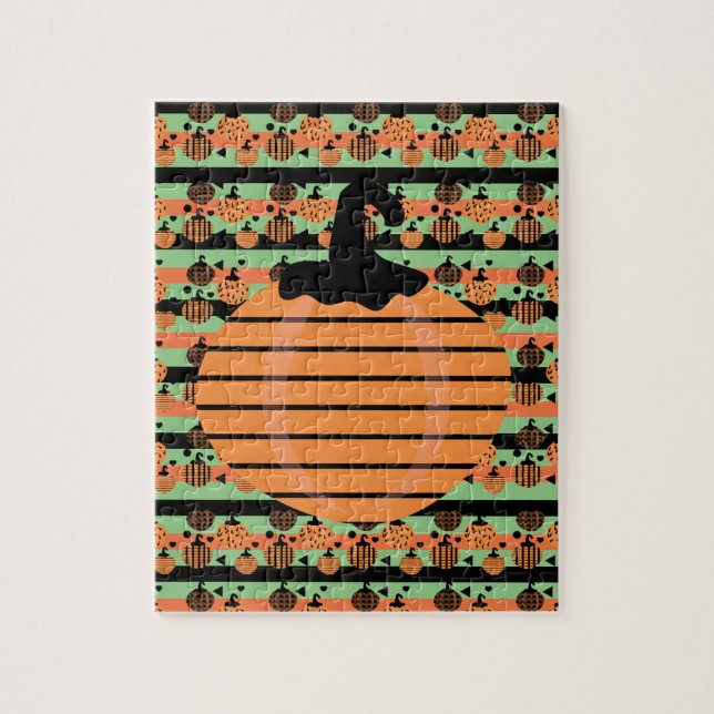 Halloween Pumpkin Geometrical Pattern Jigsaw Puzzle (Vertical)