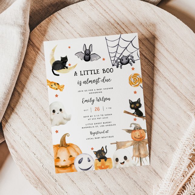 Halloween Pumpkin Ghost A Little Boo Baby Shower Invitation (Creator Uploaded)