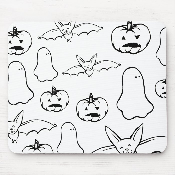 Halloween pumpkin ghost bat fun cute art designs mouse pad