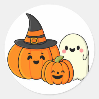 Halloween pumpkin ghost classic round sticker