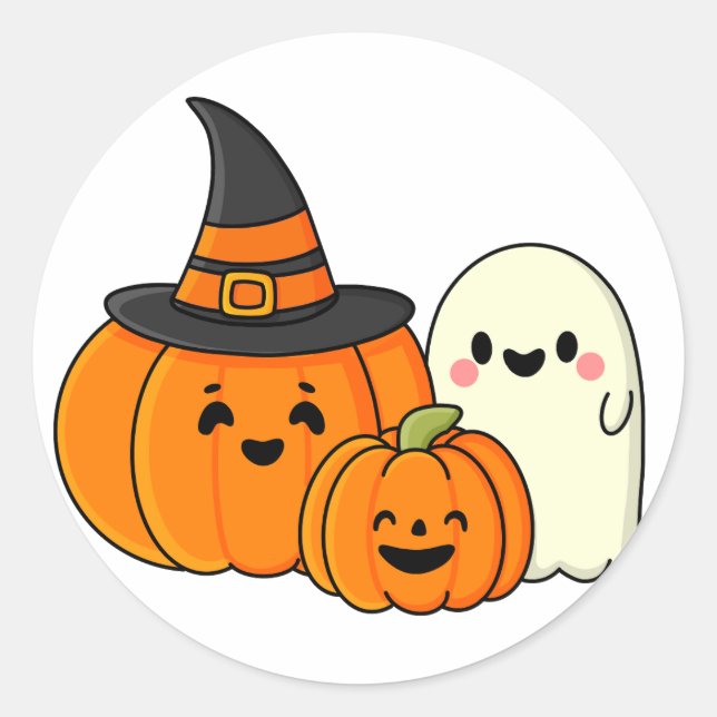 Halloween pumpkin ghost  classic round sticker (Front)