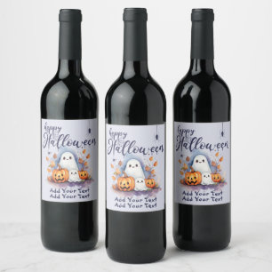 Halloween Pumpkin Ghost Customizable Wine Label