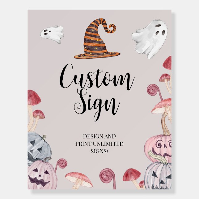 Halloween Pumpkin Ghost First Birthday Custom Sign (Front)