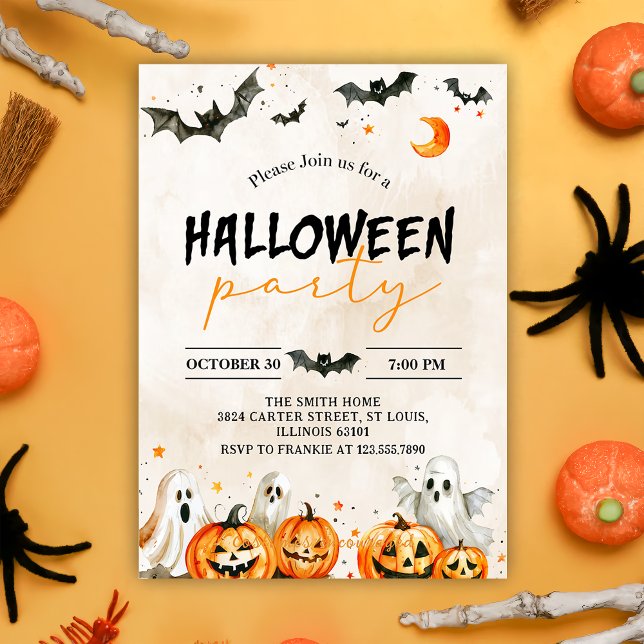 Halloween Pumpkin Ghost Party Invitation (Creator Uploaded)