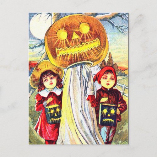 Halloween Pumpkin Ghost Postcard