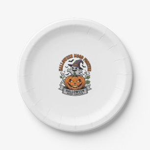 Halloween Pumpkin Ghost Vintage Engraving Shirt_1 Paper Plates
