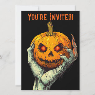 Halloween Pumpkin Ghoul Creepy Hand Invitation