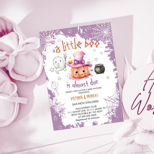 Halloween Pumpkin Girl Baby Shower Invitation