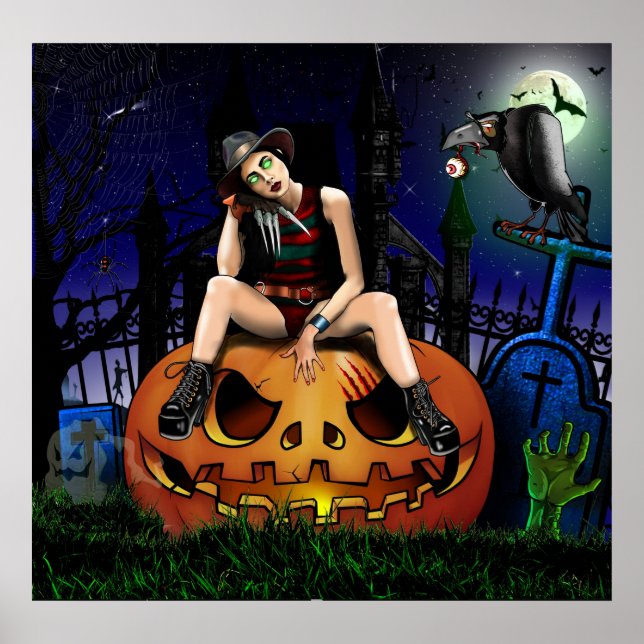 Halloween pumpkin girl poster (Front)