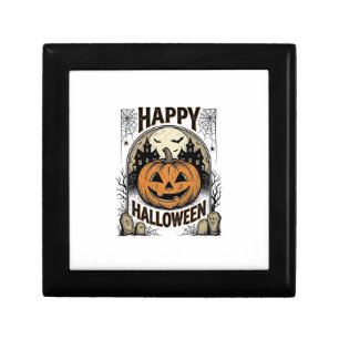 Halloween Pumpkin Graveyard Vintage Spooky Tee Art Gift Box