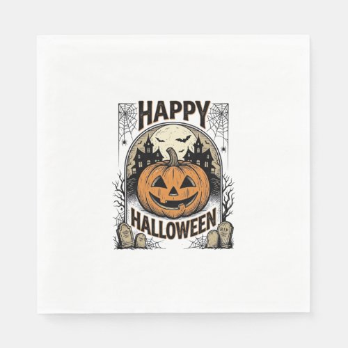 Halloween Pumpkin Graveyard Vintage Spooky Tee Art Napkins