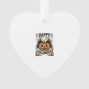 Halloween Pumpkin Graveyard Vintage Spooky Tee Art Ornament
