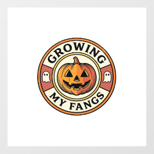 Halloween Pumpkin Growing My Fangs Vintage Badge_1 Floor Decals