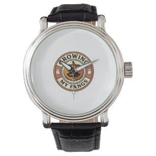Halloween Pumpkin Growing My Fangs Vintage Badge_1 Watch