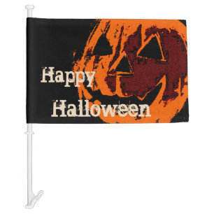 Halloween Pumpkin - grunge style + your ideas Car Flag
