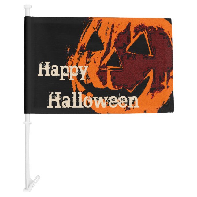 Halloween Pumpkin - grunge style + your ideas Car Flag (Front)