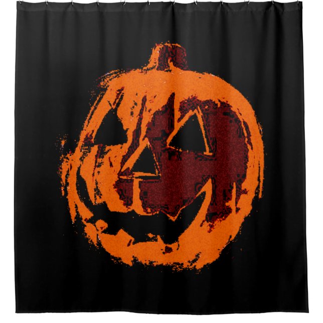 Halloween Pumpkin - grunge style + your ideas Shower Curtain (Front)