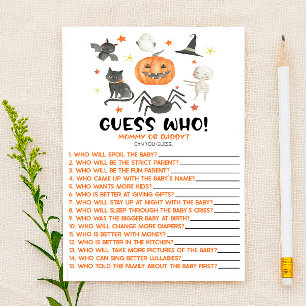 Halloween Pumpkin Guess Who! Baby Shower Game Stationery