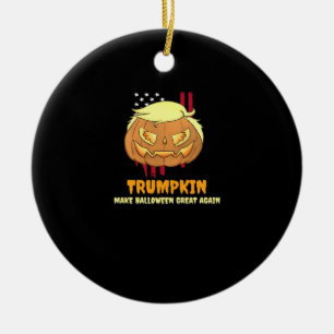 Halloween Pumpkin, Halloween-Trumpkin Ceramic Ornament