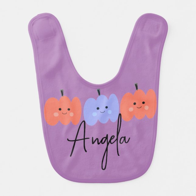 Halloween Pumpkin Hand Drawn Fun Baby Bib (Front)