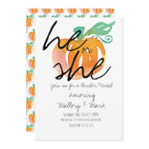 Halloween Pumpkin Hand Watercolor Gender Reveal  Invitation