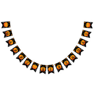 Halloween pumpkin happy birthday bunting flags