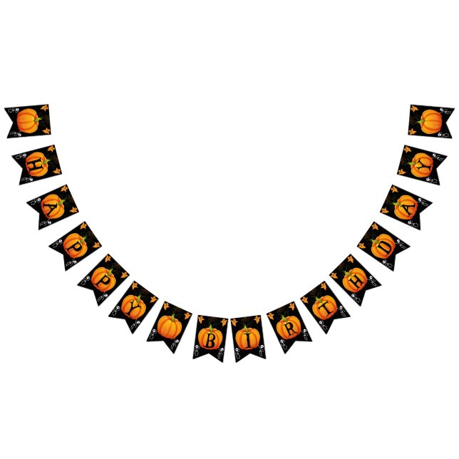 Halloween pumpkin happy birthday bunting flags (All)