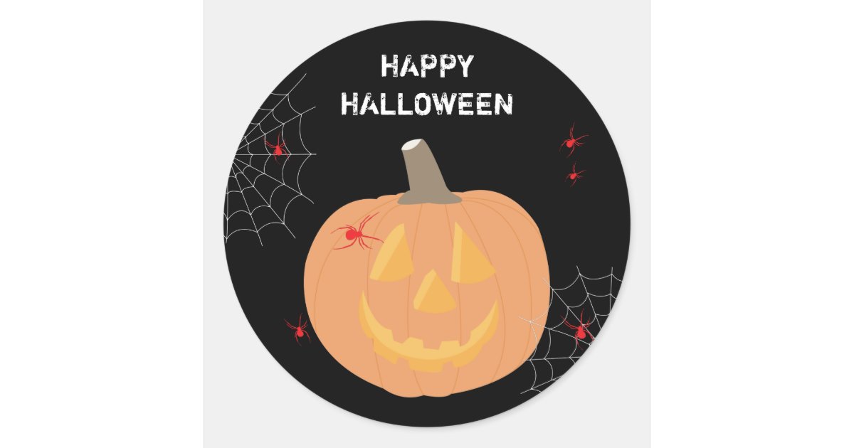 Halloween Pumpkin Happy Halloween Classic Round Sticker | Zazzle