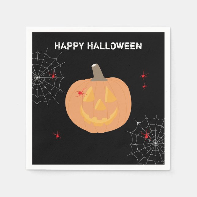 Halloween Pumpkin Happy Halloween Party Napkins (Front)
