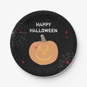Halloween Pumpkin Happy Halloween Party Paper Plates