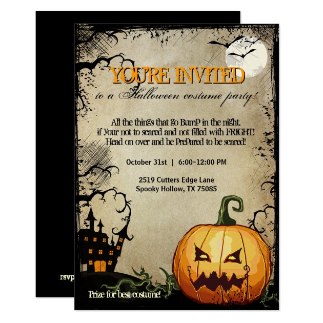 Halloween Pumpkin Haunted House Party Invitations