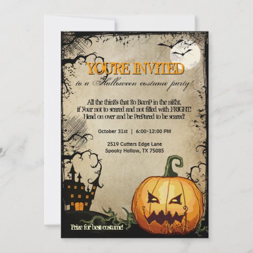 Halloween Pumpkin Haunted House Party Invitations