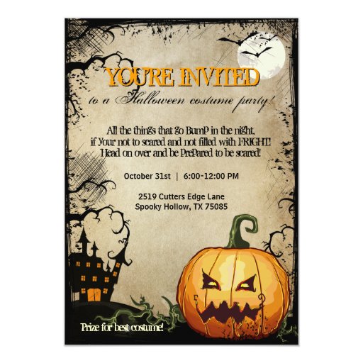 Halloween Pumpkin Haunted House Party Invitations | Zazzle