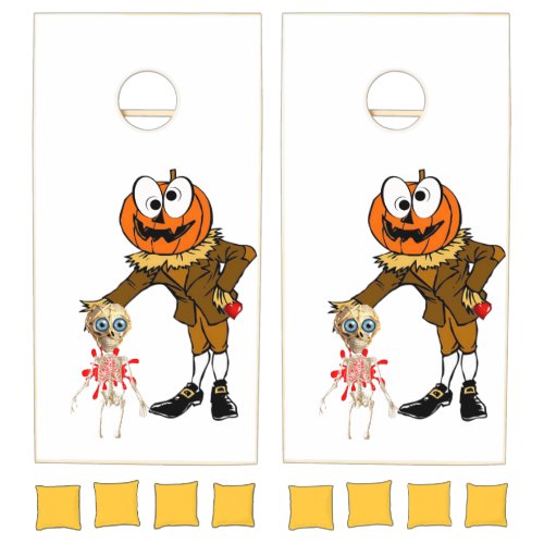 Halloween Pumpkin Head Cornhole Set