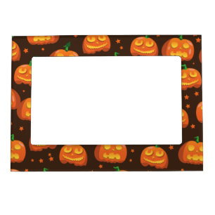 Halloween Pumpkin head pattern. Magnetic Frame