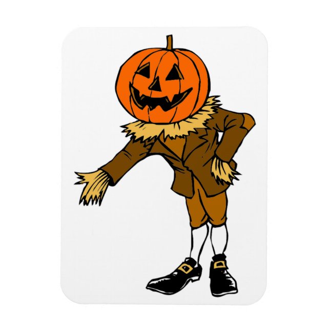 HALLOWEEN PUMPKIN HEAD SCARECROW PILGRIM MAGNET (Vertical)