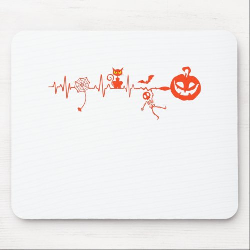 Halloween Pumpkin Heartbeat Mouse Pad