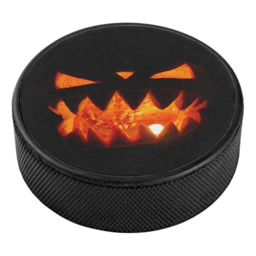 Halloween Pumpkin Hockey Puck