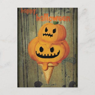 Halloween Pumpkin Ice Cream Cone Postcard
