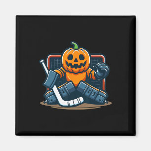 Halloween Pumpkin Ice Hockey Goalie Magnet