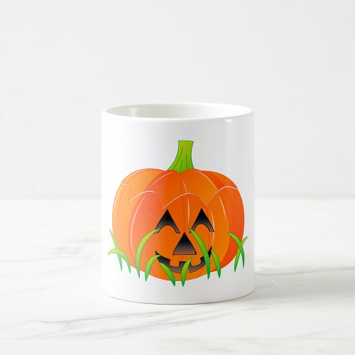 Halloween Pumpkin In Grass Coffee Mug