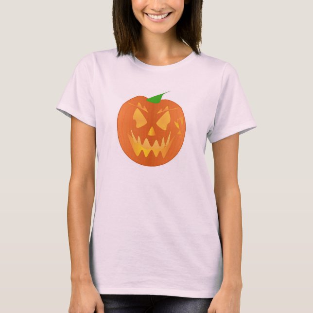 Halloween Pumpkin In Pink T-Shirt (Front)