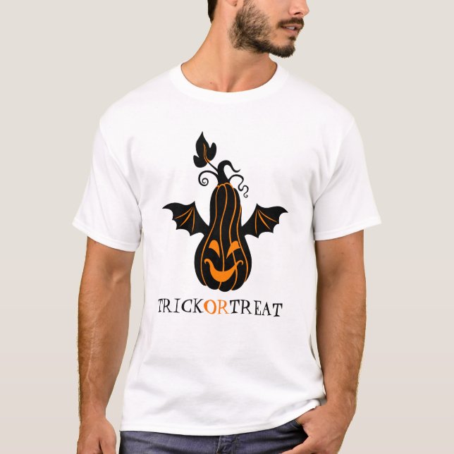 Halloween Pumpkin Is Flaying Bat T-Shirt (Front)