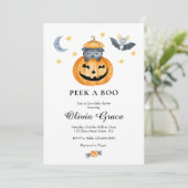 Halloween Pumpkin Jack-o-lantern Baby Shower Invit Invitation (Standing Front)