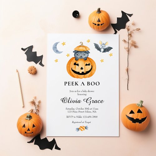Halloween Pumpkin Jack_o_lantern Baby Shower Invit Invitation