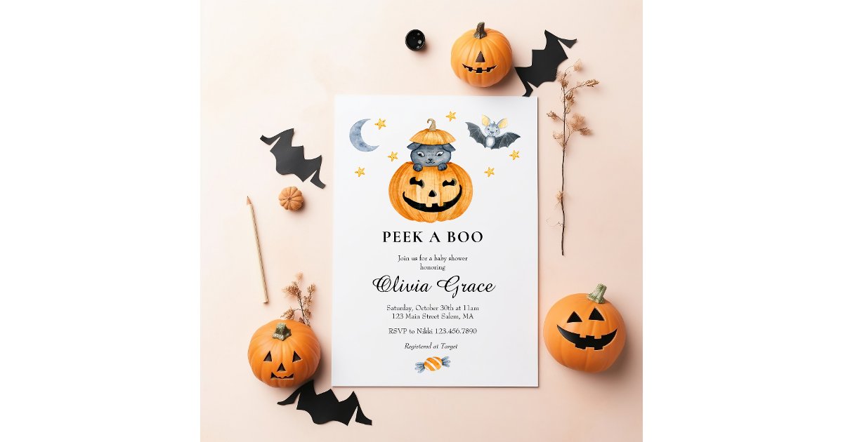 Halloween Pumpkin Jack-o-lantern Baby Shower Invit Invitation | Zazzle
