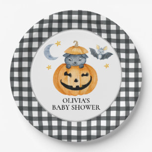Halloween Pumpkin Jack-O-Lantern Baby Shower Paper Plates