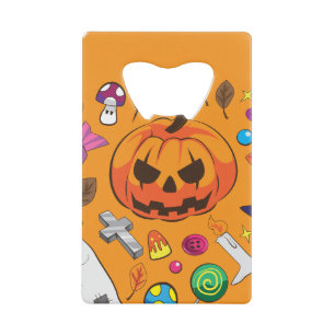 Halloween Pumpkin Jack O Lantern Credit Card Bottle Opener